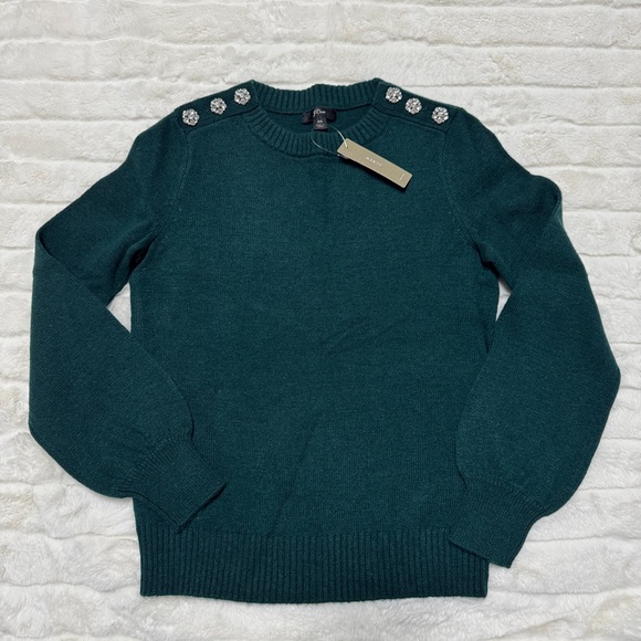 J. Crew Crewneck Sweater with Jeweled Buttons Size XS NWT - Picture 4 of 11